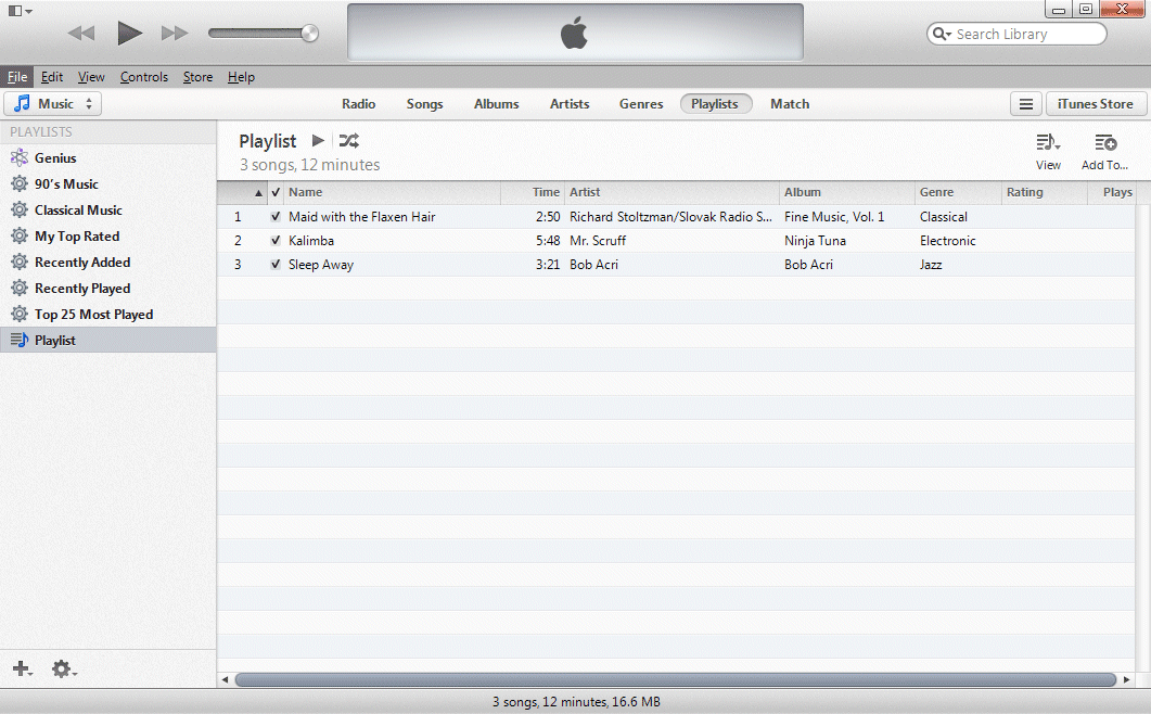 iTune Help - select Playlist